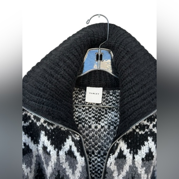 Varley Brooke Fairisle Knit Jacket Full Zip - Black Mountain - Size XS - Picture 5 of 10